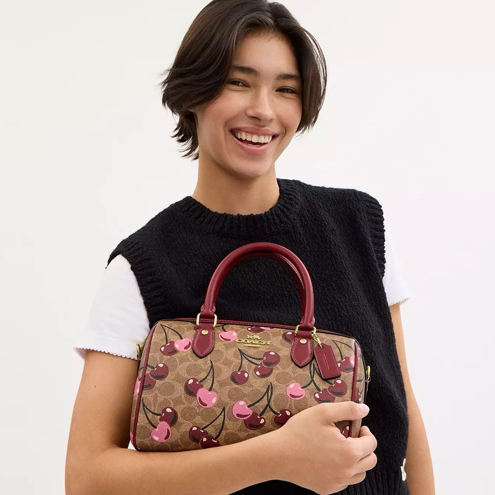 Sold ❌Coach Signature Canvas With Cherry Print NWT